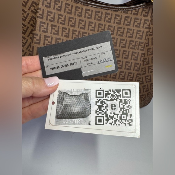 Authentic Fendi Zucchino Canvas and Leather Shoulder Bag - Picture 16 of 16